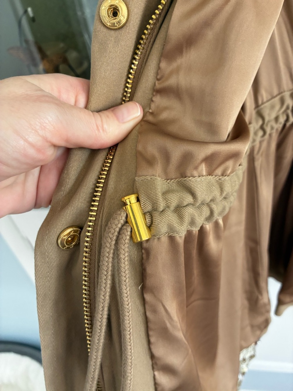 NWT Boston Proper Cream Sequin Front Utility Jacket with Brown Trim Med - Picture 10 of 12